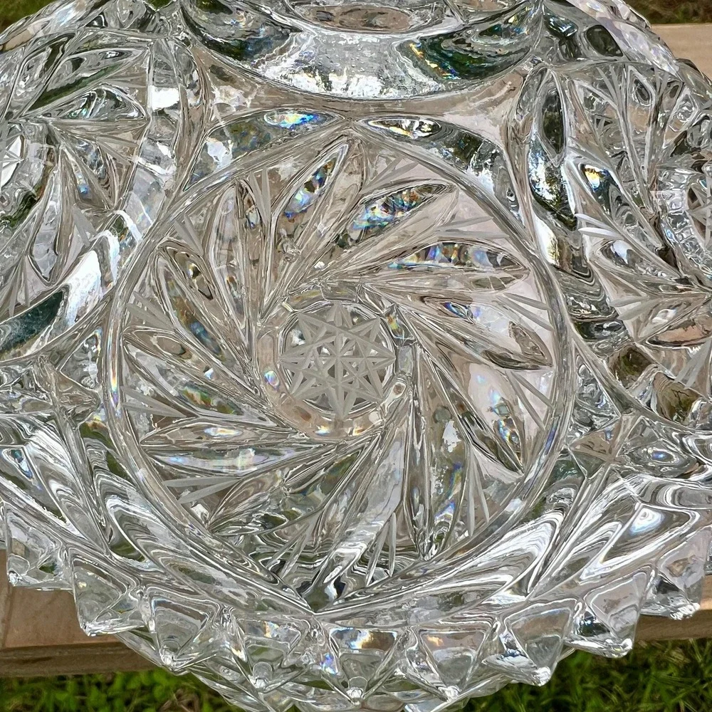 Crystal 1978 Candy Dish w/ Lid Pinwheel Design